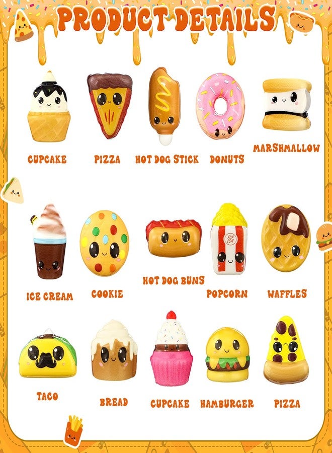 Soulchen 30 Pcs Mini Fast Food Toys Slow Rising Small Food Foam Stress Squeeze Toys Bulk Hamburger Popcorn Taco Ice Cream Pizza Cute Relief Squeeze for Birthday Valentines Day Party Favors Class Prize - Image 2